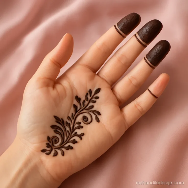 Aesthetic mehandi with half filled fingertip caps and lines