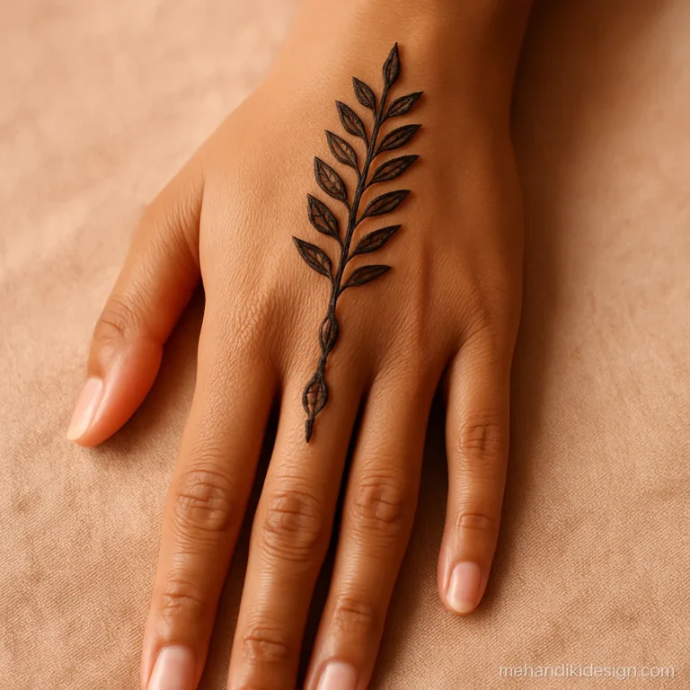 Back hand bel mehandi that wraps around the wrist like a bracelet