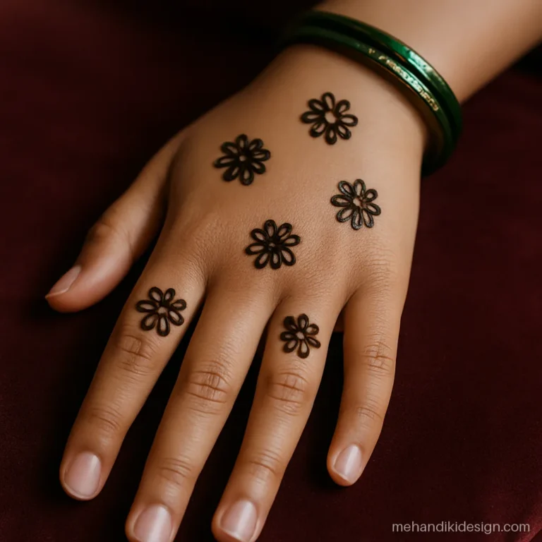 Mehandi designs simple and easy with a scatter of tiny daisies