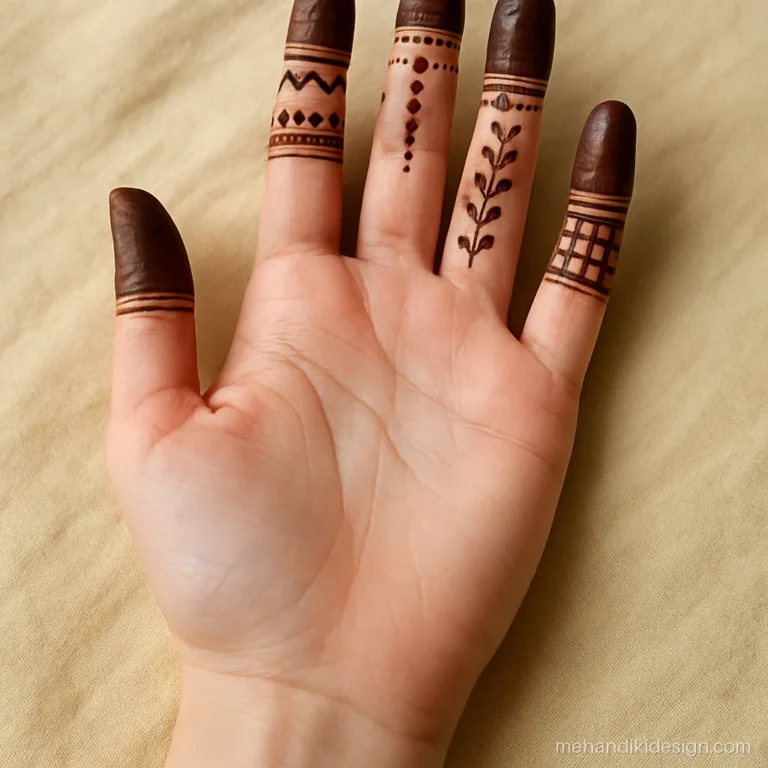 Mehandi easy design with patterns only on the inner fingers
