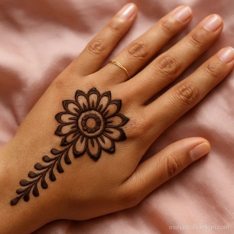 Easy mehandi design made with the press and pull petal trick