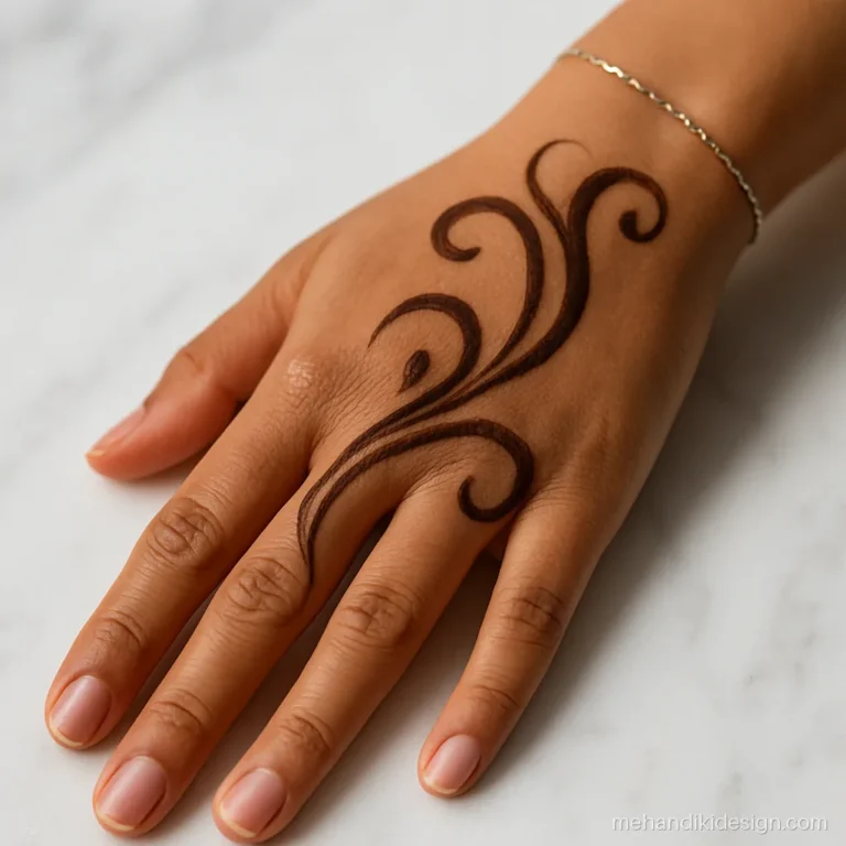 Easy mehandi with thick and thin swirl lines from cone pressure
