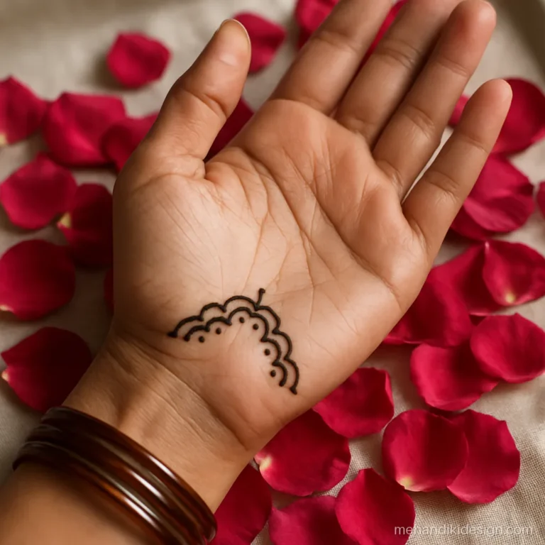 Five minute simple mehandi with a scalloped arch on the inner wrist