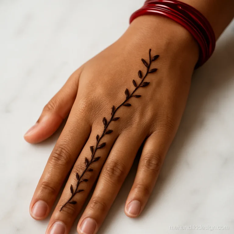 Five minute simple mehandi with a vine on the little finger