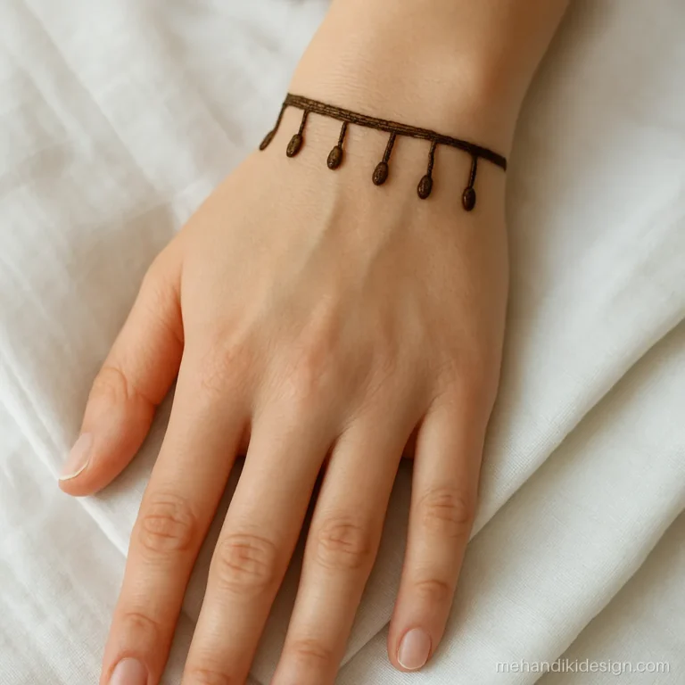 Five minute simple mehandi with a wrist line and small drops