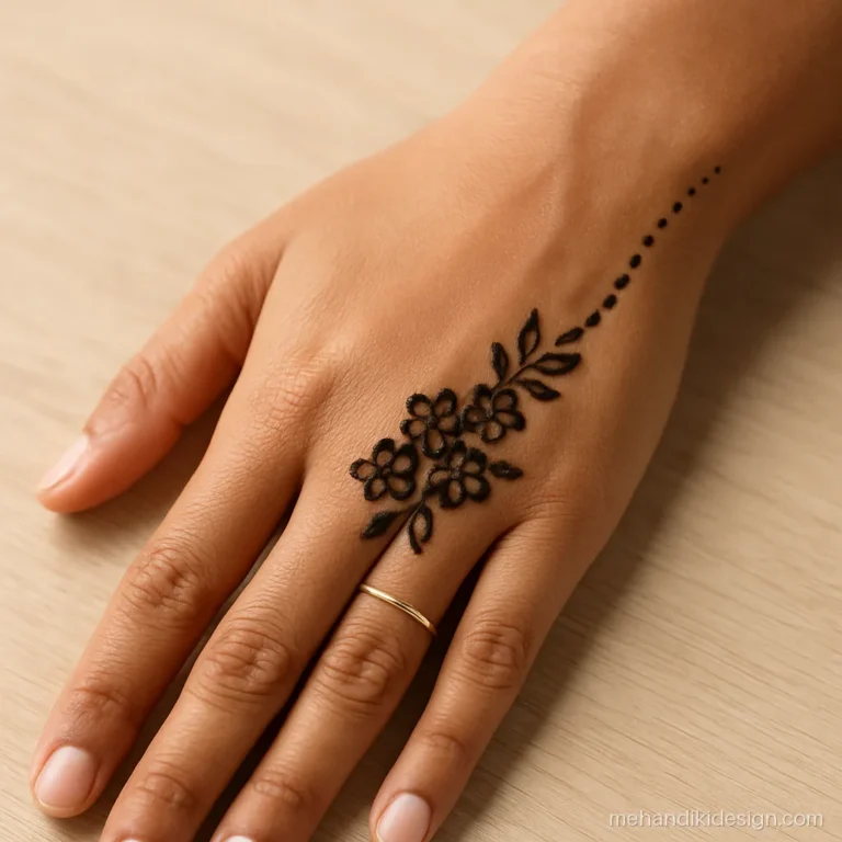 Flower mehandi simple cluster of tiny flowers at the wrist