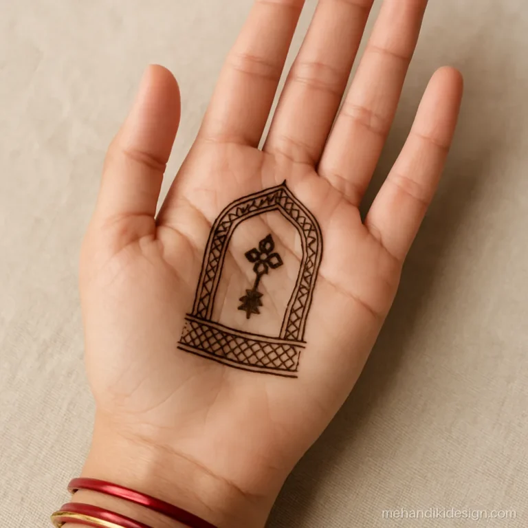 Mehandi design new model for front hand with an arch window motif