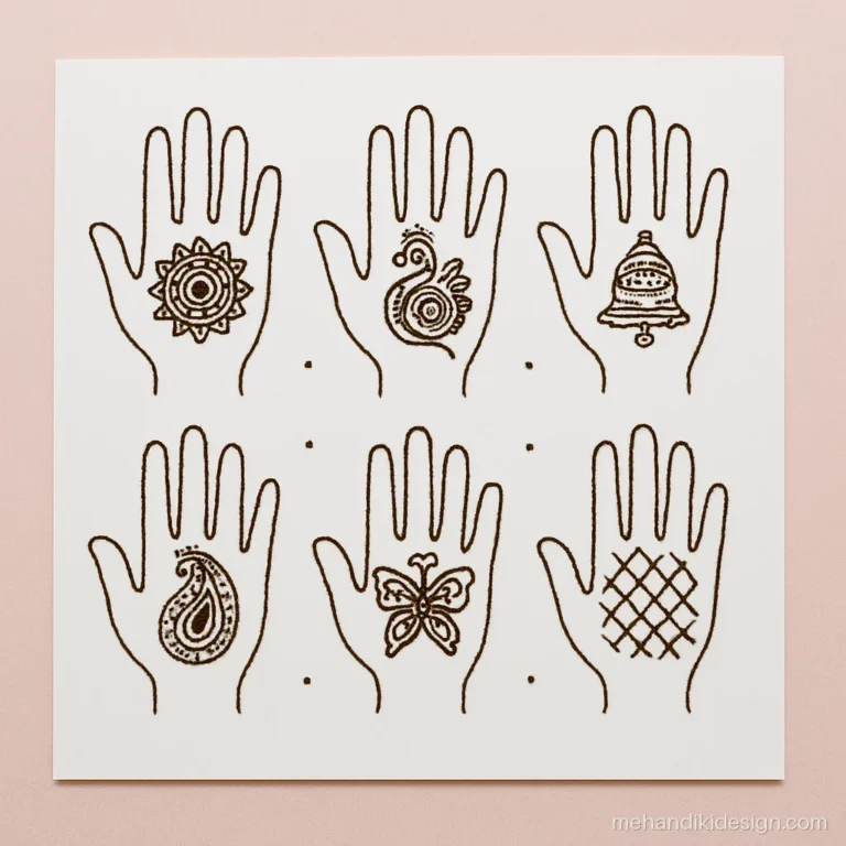 Mehandi ka wallpaper drawing with a collage of small hand outlines