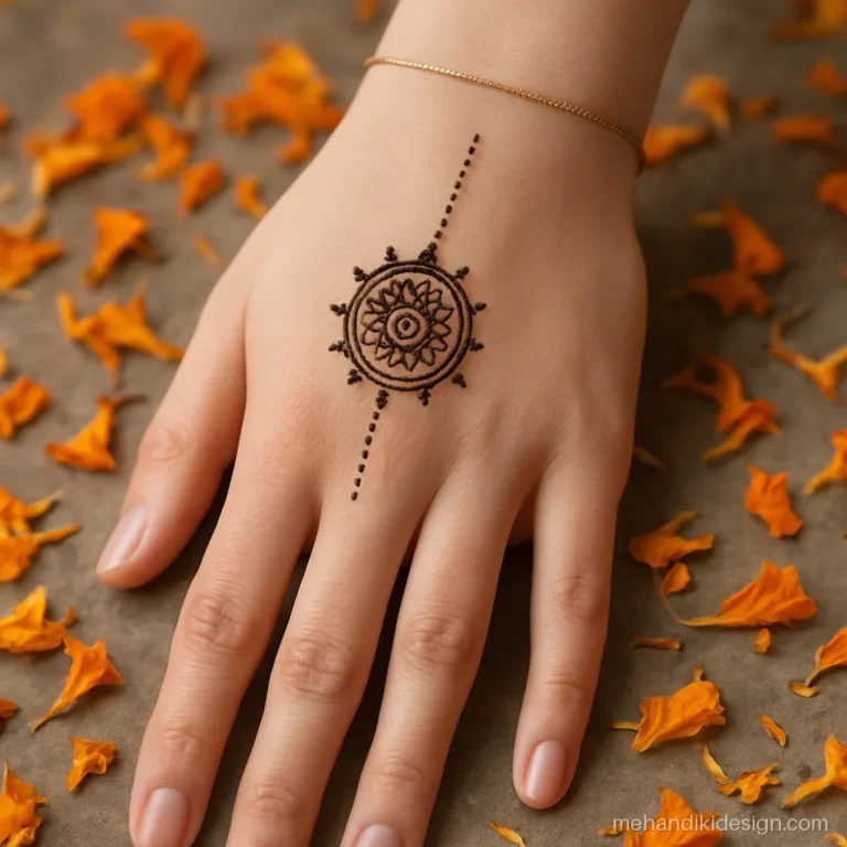 Mehandi ki new design with bracelet band and small mandala on back hand