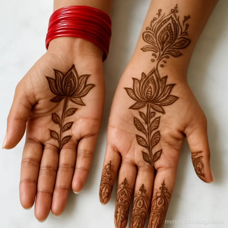 Mehandi photo pose showing one palm and one back hand together