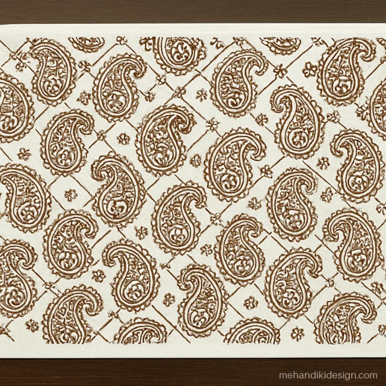 Mehandi wallpaper full sheet drawing with a paisley jaal pattern edge to edge