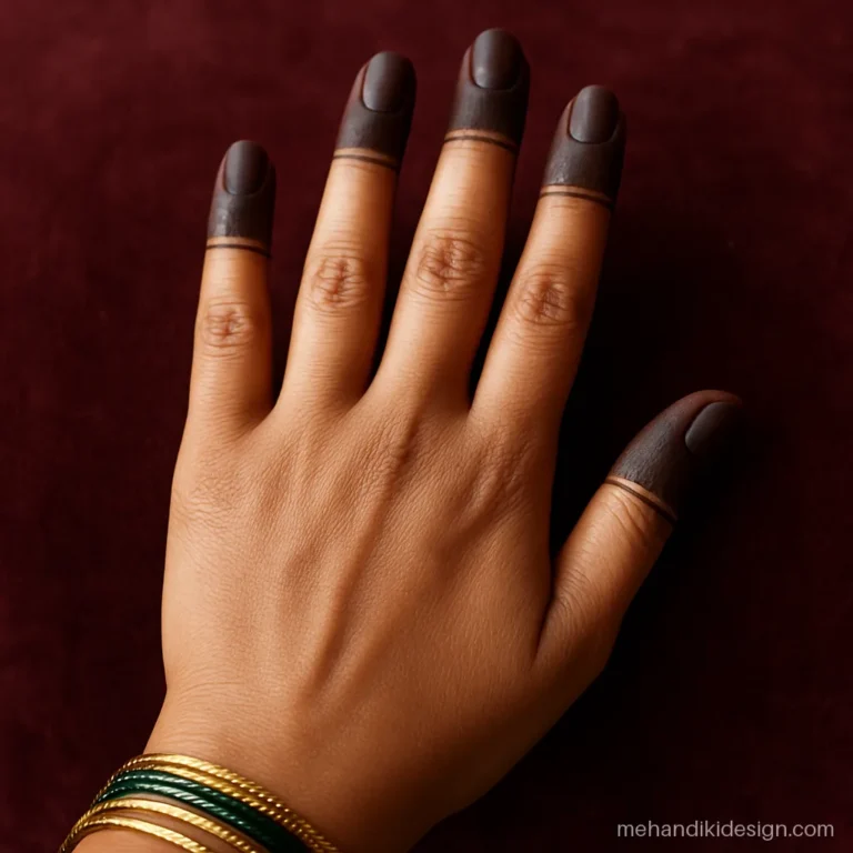Minimal mehandi back design with only fingertips and one band
