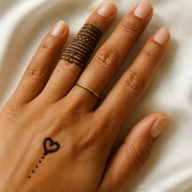 Minimal dulhan wali mehandi highlighting the ring finger