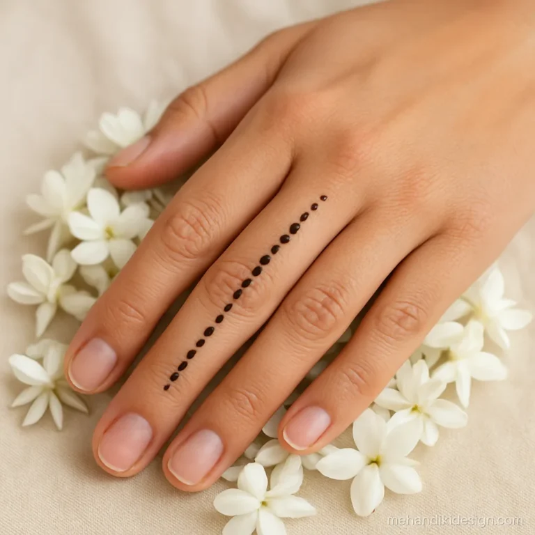 Minimal mehandi designs simple finger with a single dot line