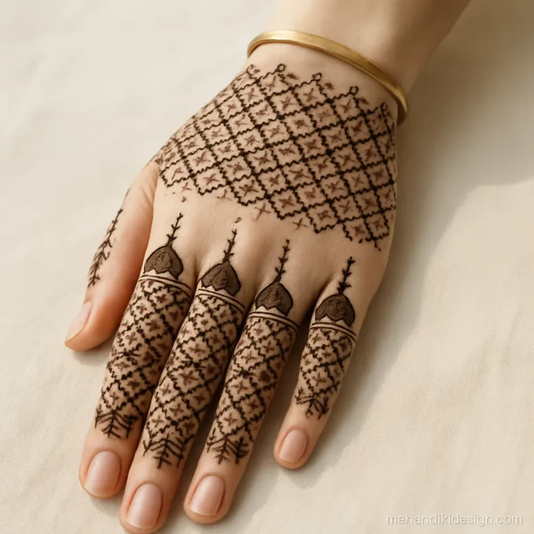 Full hand Pakistani mehndi with Mughal domes and fine fillers
