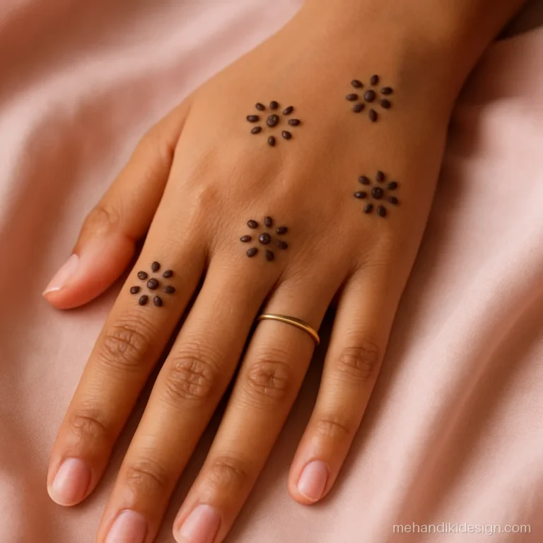 Mehandi designs easy back hand with small dot flowers scattered
