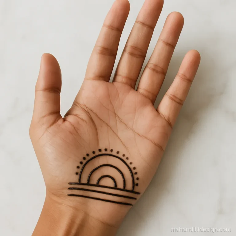 Simple mehandi designs for front hand with stacked arches near the wrist