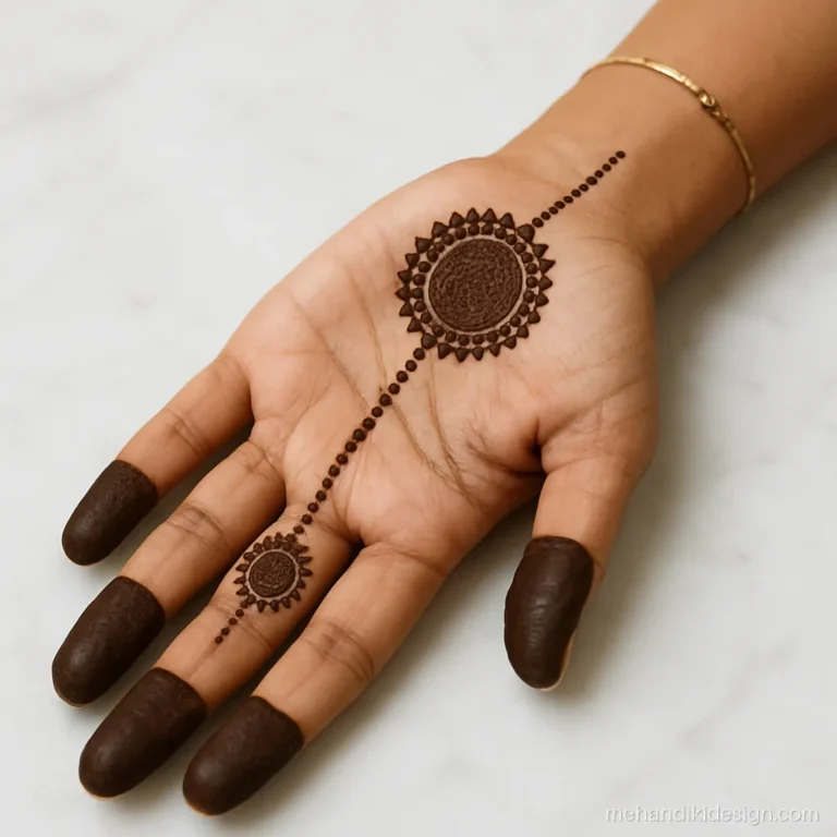 Simple gol tikki mehandi with tikkis on the palm and wrist