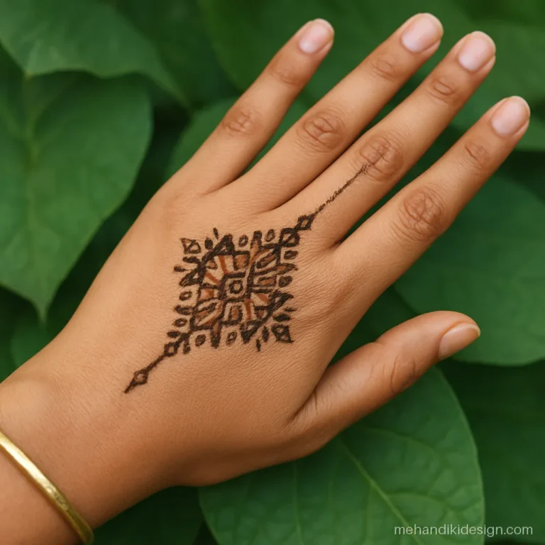 Simple mehandi design for college girls with geometric shapes