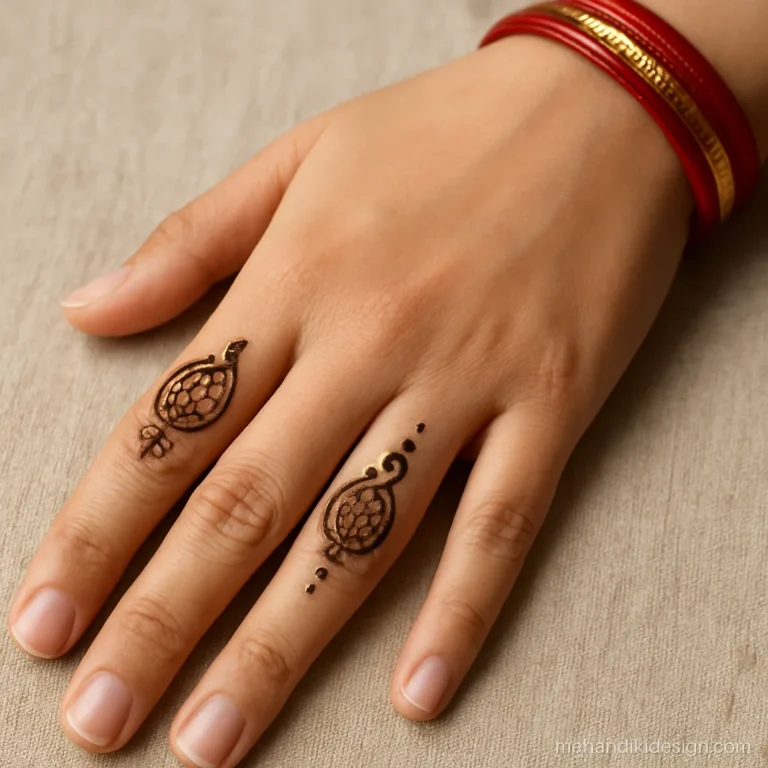 Stylish easy mehandi on thumb and index finger with tiny paisley